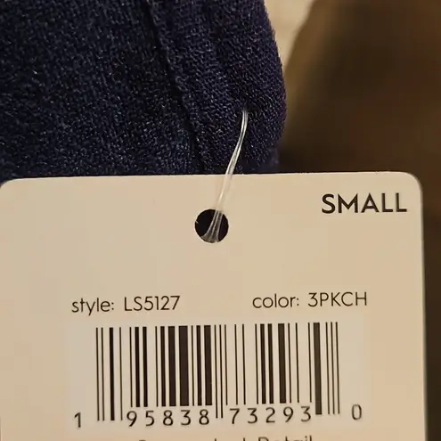 Laura Ashley π Padded Lace Back Bralettes (3 Pk) Navy Blue Pink White Small NWT