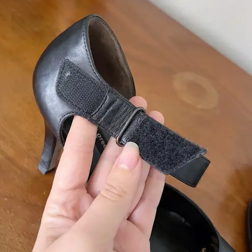 Paul Green • Desire black leather heels pumps d'orsay point toe strap stiletto