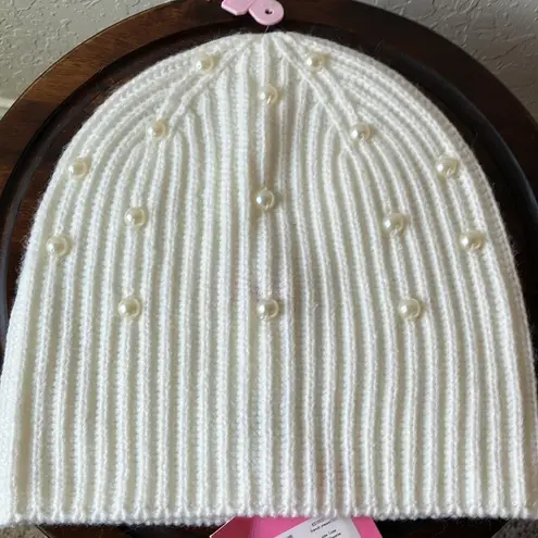 Kate Spade : French Cream Faux Pearl Beanie Hat- winter-one size