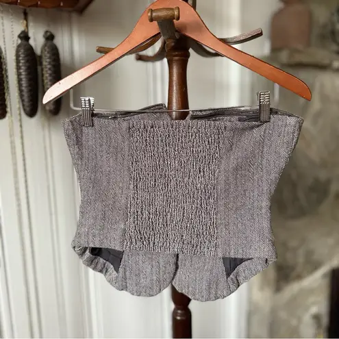 Free People  Herringbone Tweed Grey Jamie Tube Top in 70s Combo