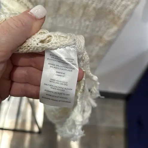 Natural Reflections Cream & Gold Knit Fringe Open Cardigan XL