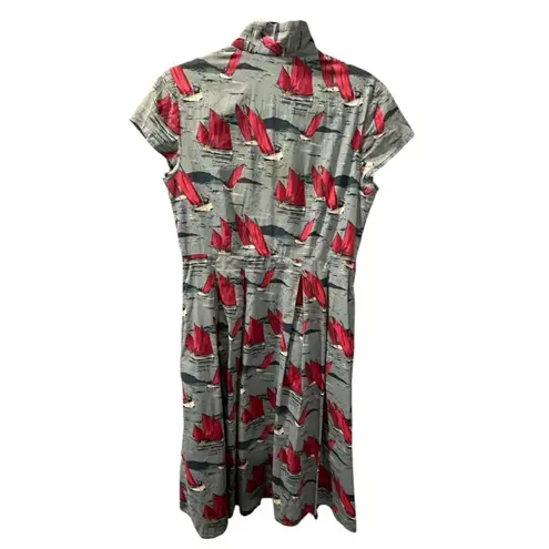 Seasalt Cornwall Size 10 Ship Brenda Dress Lined Boating Cotton Vacation Cottage Blue