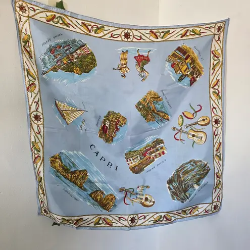 Vintage Souvenir Scarf From Capri Italy Red