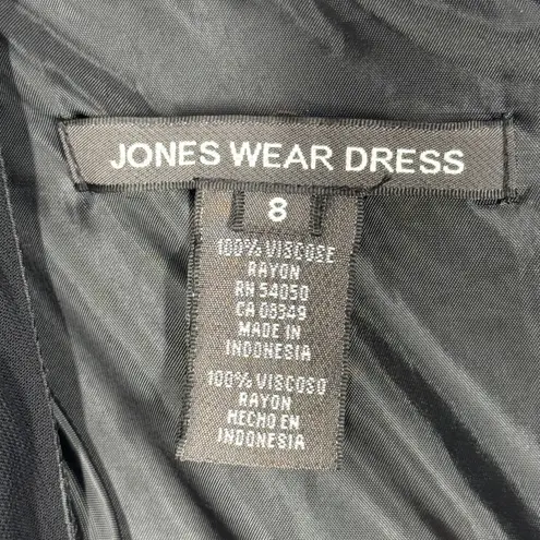 Jones Wear Dress Black White Floral Flower Print Midi V Neck Career Party Size 6