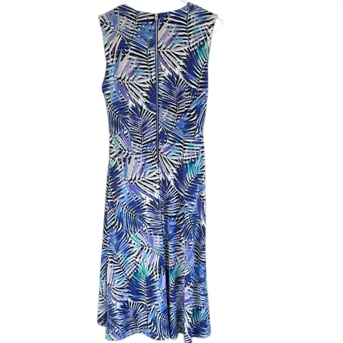 NYDJ EUC Sleeveless Surplice Palm Print Dress Size 6