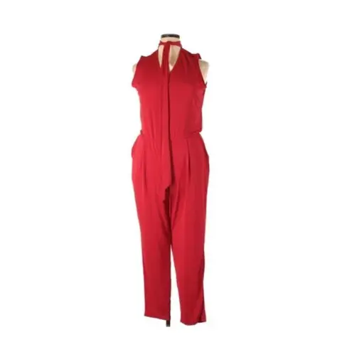 Lauren Ralph Lauren Jumpsuit XL NWT Simran Necktie Choker Cut Out Red Party