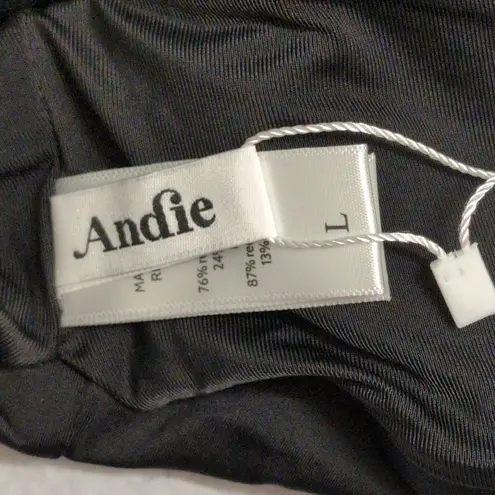 ANDIE Belmar Top Black Bikini Swimwear Bathing Suit Twisted V Neck Size L New