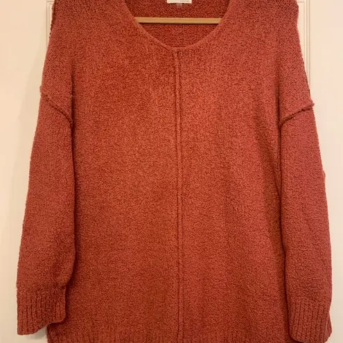 Peach Love California Soft & Cozy Peachy/Pink Large Sweater. 1734 Pink