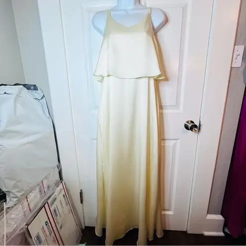 Molly Bracken My New Chapter Maxi Dress Cream White Overlay Tie Bow Back M NWT