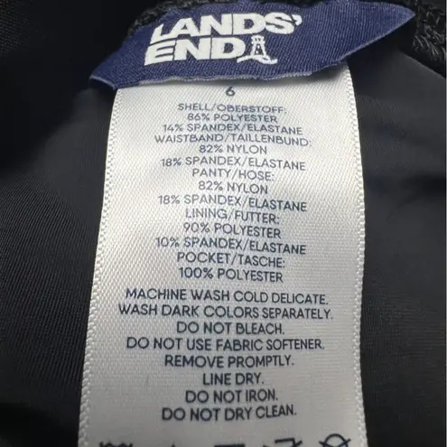 Lands' End  Women's Black Drawstring Curved Dolphin Hem  Swim Shorts  Sz 6