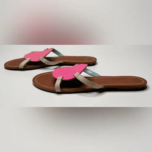 Frances Valentine Pink Chalk White Circle Slide Sandals Flat Shoes Size 8
