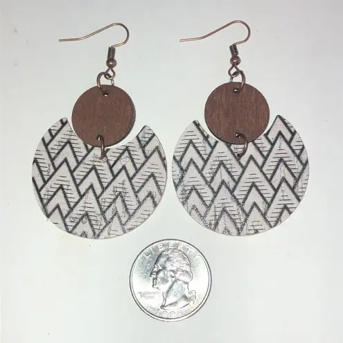 Geometric Patterned Retro Boho Earrings Brown
