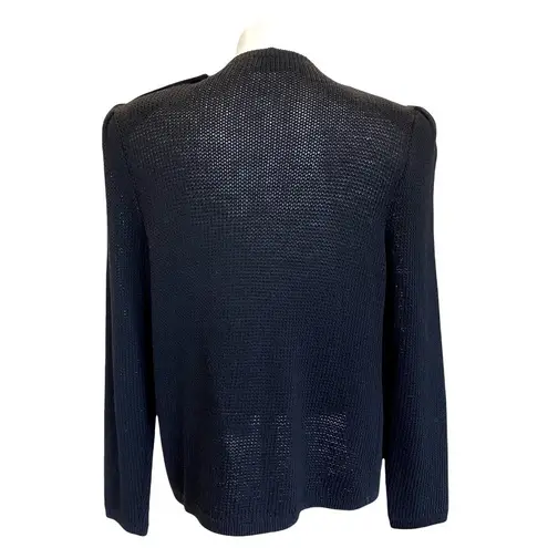 St. John Vintage 70’s Santana Knit Open Front Puff Shoulders Black Cardigan