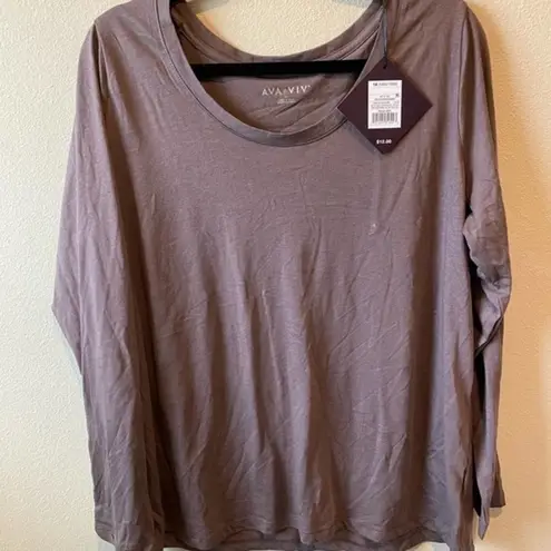 Ava & Viv ‎ Womens Brown Shirt Size 1X  Long Sleeve Light weight