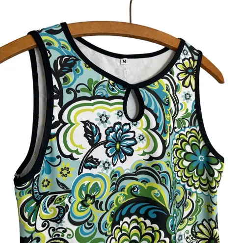 Nuu Muu Blue and Green Colorful Floral Athletic Exercise Athleisure Dress Size M