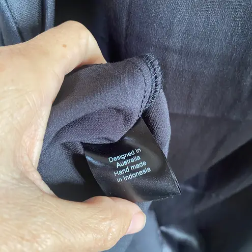 Rowie the Label Kassia strappy back deep V black slip maxidress gown Lar… Size L