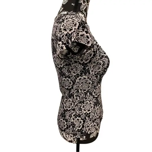 Y2K Lace Print T Shirt Fairycore Preppy Summer Floral Coastal Beach Coquette Black