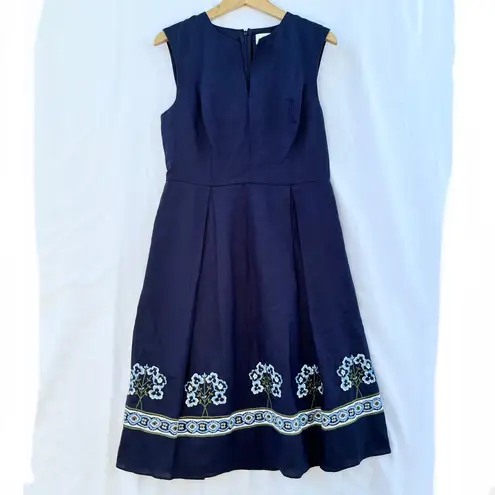 Sachin + Babi | NWT CHRISTINA NAVY FLORAL LINEN EMBROIDERED DRESS SIZE 10