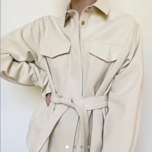 L'Academie NWT Lucie Shacket Collared Belted Button Down Shirt Jacket Canvas XL
