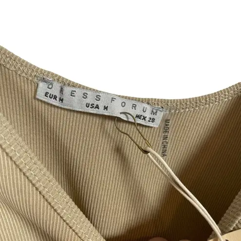 Dress Forum NWT Women’s Ribbed Tank Bodysuit in Beige Size M