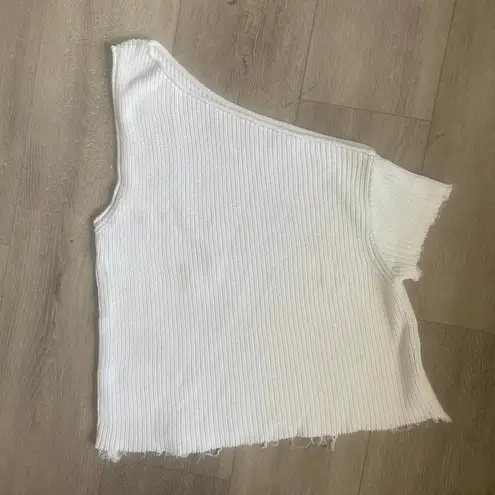 RTA Sloane Sweater Pale White One Shoulder Cotton Sleevless Tank Size Medium