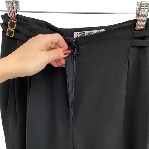 VTG 80’s Trouser Pants With Gold Embellished Buckle Detail Black Size 2