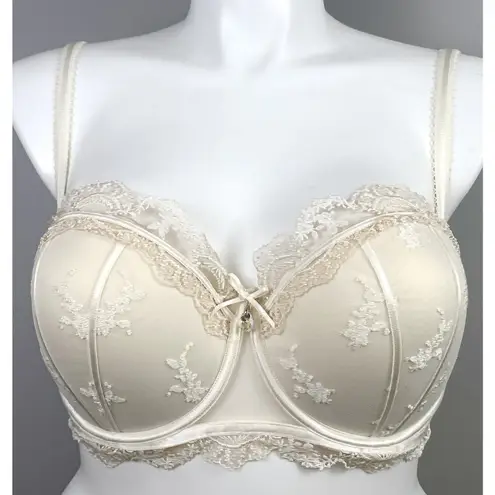 Honey Birdette Daisy Balconette Bra US 40G Padded Lined Molded Underwire Ivory Size undefined