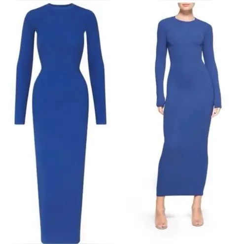 SKIMS  FITS EVERYBODY LONG SLEEVE MAXI DRESS SAPPHIRE SMALL Sold Out Online