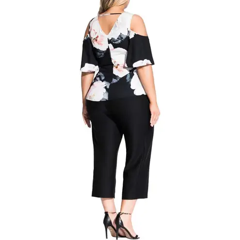 City Chic Black Floral Austin Floral Blouse Top Medium 18 Plus Size NEW