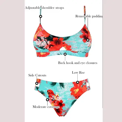 Relleciga NWT Floral Bikini Set - Red and Blue - Small