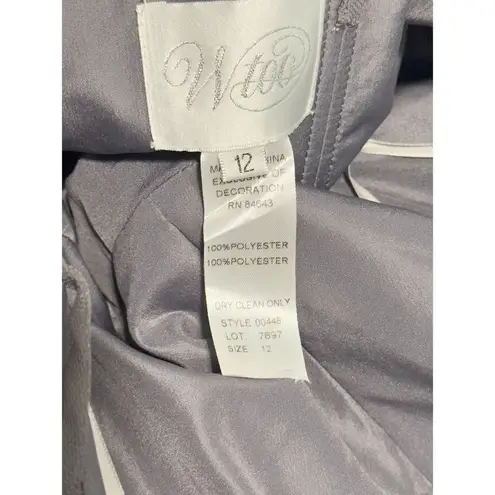 WToo by Watters Strapless Bobbinet Long Bridesmaid Dress Pewter Gray Size 12 Gray