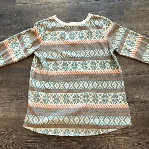 1.4.3. Story by Line Up Small Fair Isle Holiday/Winter Fleece V-Neck Pullover