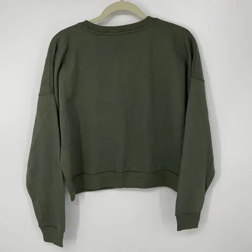 PEANUTS SNOOPY FLEECE FEEL LINING GREEN WITH WHITE GRAPHIC LONG SLEEVE MEDIUM