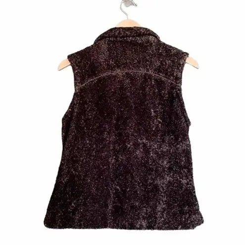 Woolrich Faux Shearling Toggle Front Shawl Collar Vest Onyx Gray Size Small