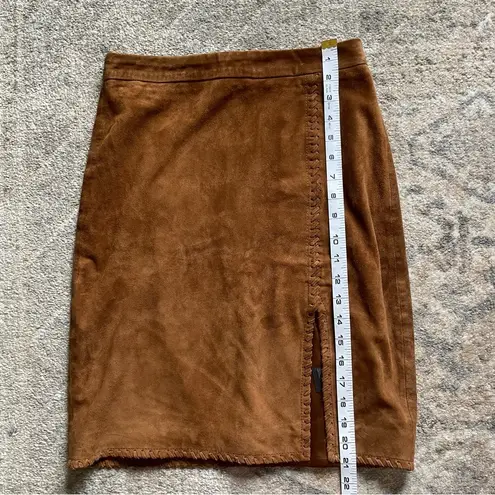 ALLSAINTS Goat Leather Western Suede Whip Stitch High Waisted Pencil Skirt 6