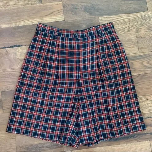 Eagles Eye Vintage Hi Rise Red Black Plaid Golf Shorts Size 12