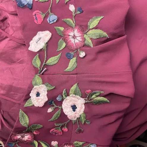 Jenny Yoo Sophie Chiffon Embroidered Bridesmaid Dress Women's Size 10 Red Formal