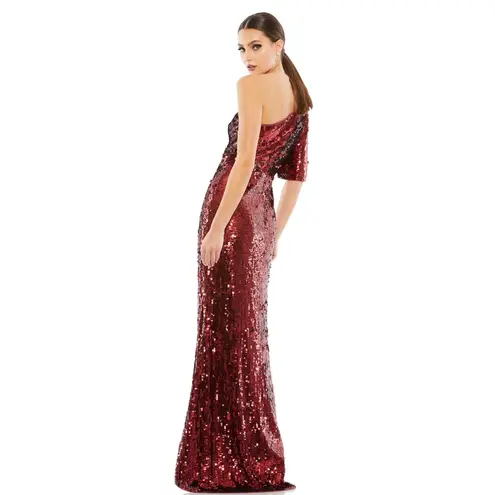 Mac Duggal 93540 Burgundy Embellished Cap Sleeve Cowl Neck Trumpet Gown 10 NWT