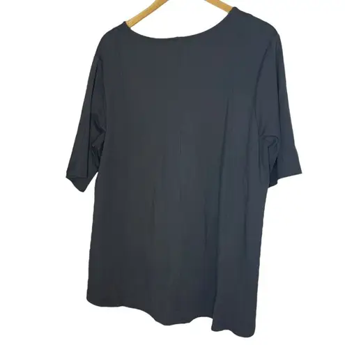 J. Jill Women's XL Wherever Collection Boxy Tee Shirt Black Gray Casual Basic