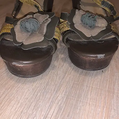 Decree  wood flower block Wedged heels