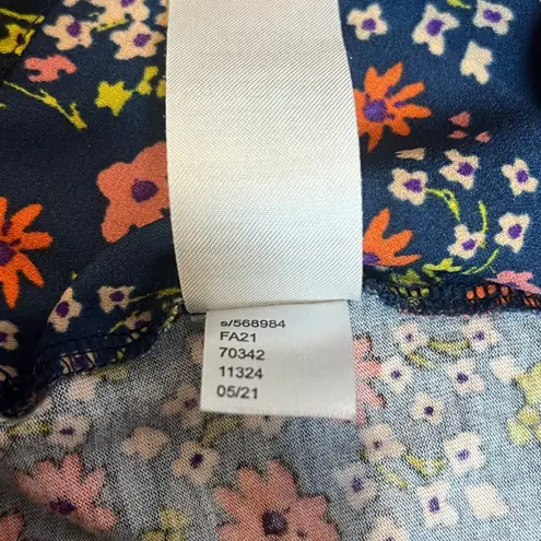 LOFT Floral Sleeveless Blouse Women's Size Small Navy Multicolor Print