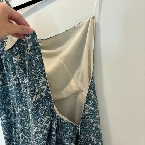 WAYF Michelyne Blue Paisley Mini Dress One Shoulder Ruffled Ruched Formal NWT