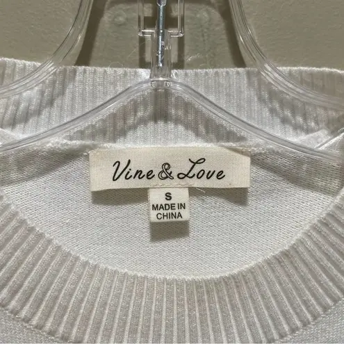 Vine & Love Tulle Sleeve Sweater White Size Small