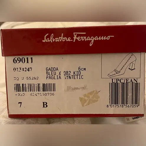 Salvatore Ferragamo Dark Navy Vintage Stitched Close Toed Pumps