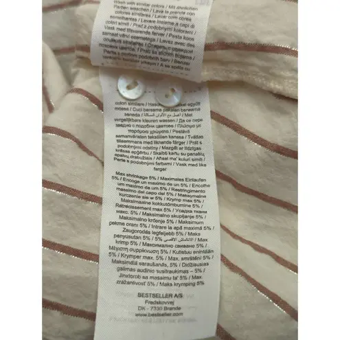 VERO MODA Top Woman's Medium Tan Brown Metallic Striped Peplum Singlet Woven