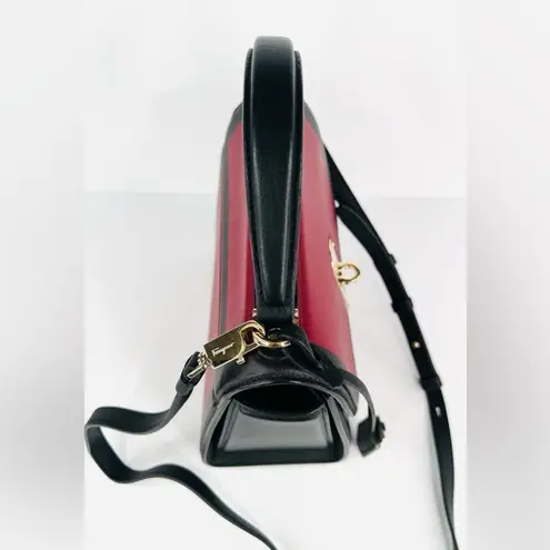 Salvatore Ferragamo Boxyz Top Handle Gancini Logo Two Tone Leather Shoulder Bag