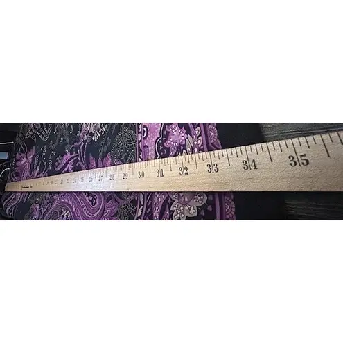 Briggs New York Paisley Print Midi Skirt 10 Black Purple Dark Romantic Feminine