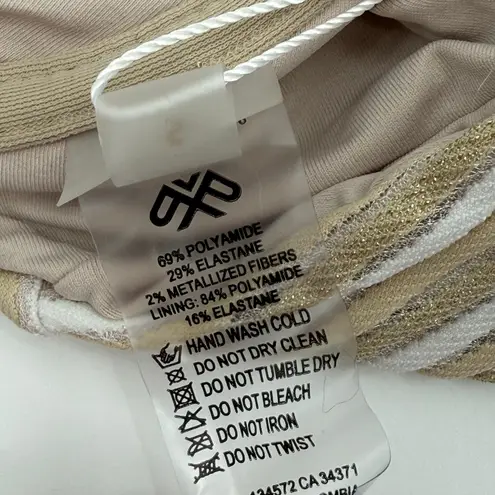 PQ SWIM PILYQ Bikini Top Size Large Corset Bralette NWT New Earth Stripe Swim Tan