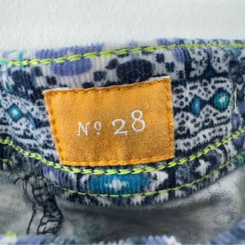 Pilcro and the Letterpress Anthropologie Blue Patterned Patchwork Corduroy Pants