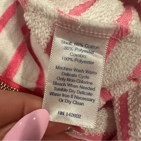 Sail To Sable Tuckernuck Pink White striped cowl Sweatshirt Goldtone Zipper top